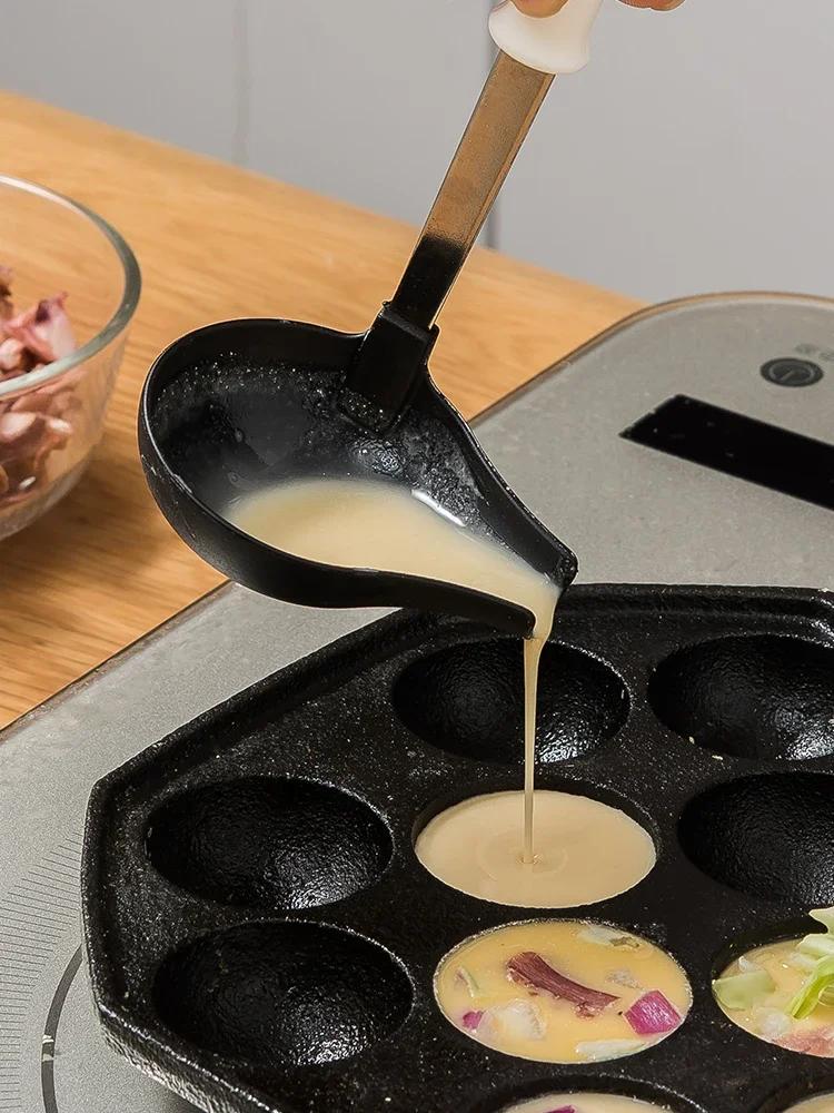 Anti-scald Tip Spoon Soup Spoon Home Cooking Takoyaki Meatballs Tool Crooked Mouth Long Handle Scoop Soup Kitchen Cooking Tools