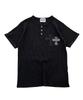 SK8ER ROCK Cross Henley Neck Waffle T-Shirt ((Black))