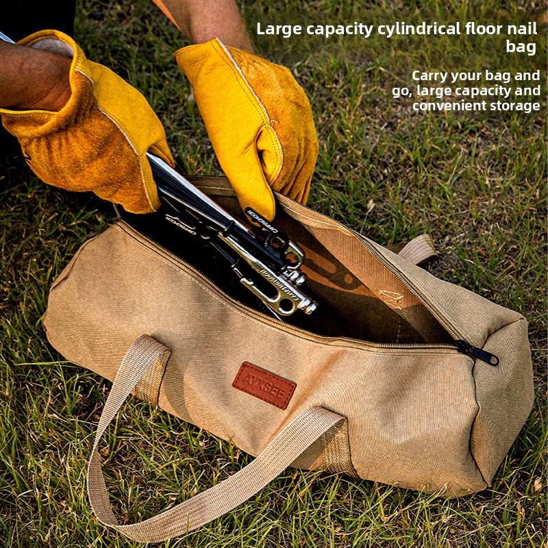 Camping Tent Wind Rope Ground Spike Tool Organizer Bag Camping Accessories Storage Bag Outdoor Handheld Ground Spike Bag