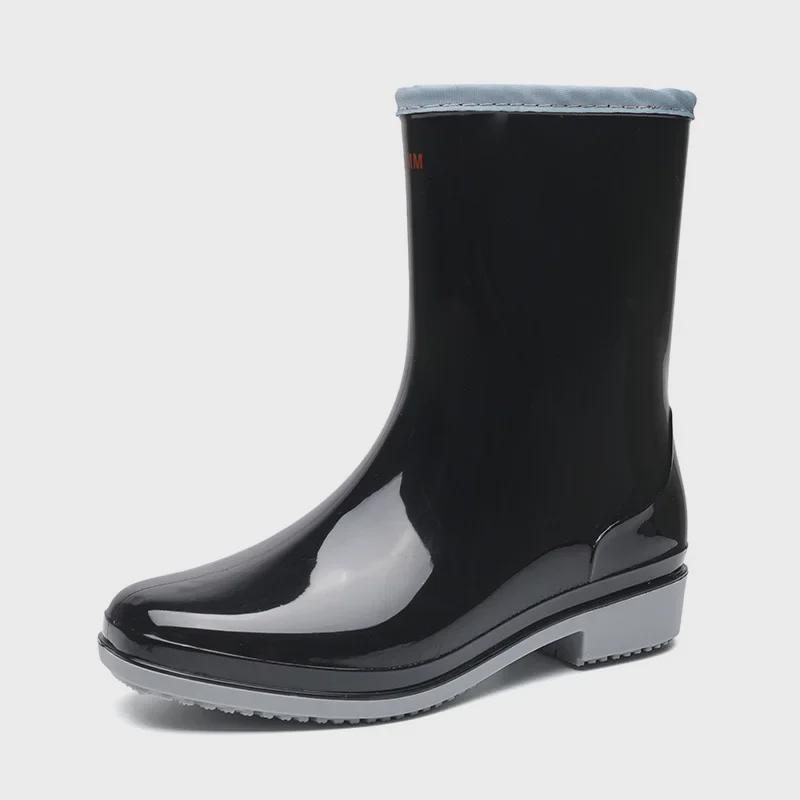 Women's Mid-Tube PVC Anti-Slip Rain Boots - New Waterproof Rubber Shoes