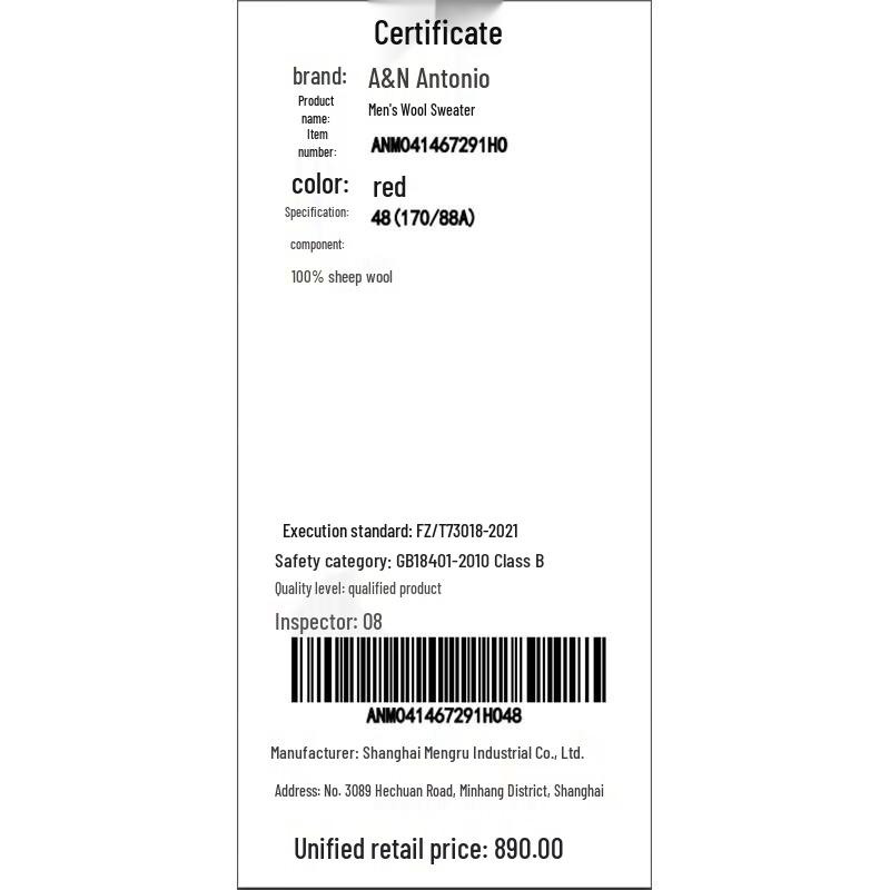 Antonio Men's Machine Washable Merino Wool Sweater