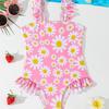 2026 European Girls' Printed One-Piece Swimsuit for Toddlers