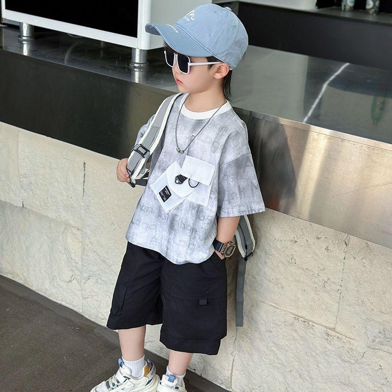 Sommer-Kurzarmset für Jungen Sommerkleidung für Jungen Sommerkleidung Modisches Kinder-T-Shirt