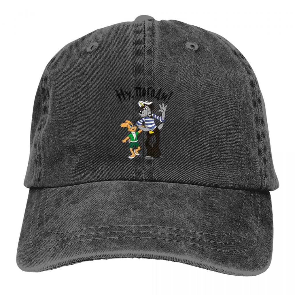 Washed Unisex's Baseball Cap Classic Trucker Snapback Caps Dad Hat Nu Pogodi Well Just You Wait Cartoons Golf Hats
