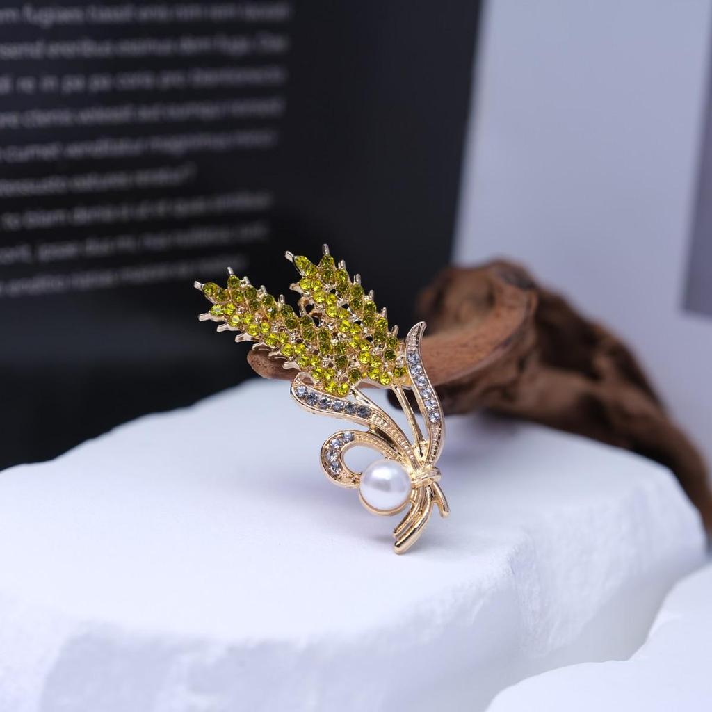 Broșă Aurie de Grâu High-End pentru Femei - Accesoriu Versatil pentru Sacou și Pin Anti-Expunere