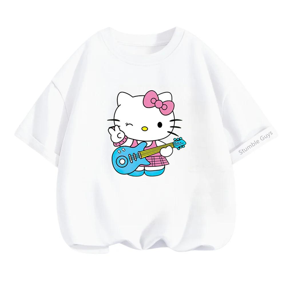 Sanrio Hello Kitty Детская модная футболка для мальчиков и девочек, летняя 160 blue
