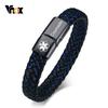 Vnox Bracciale ID Medico Personalizzato da Uomo Braccialetto in Pelle Intrecciata con Chiusura Diabete BPCO Alzheimer Gioielli Personalizzati