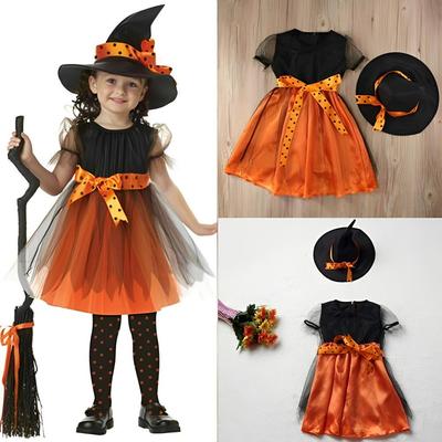 Robe de Sorcière Déguisement Robe Chapeau de Sorcière Cadeaux Chapeau de Costume Fille