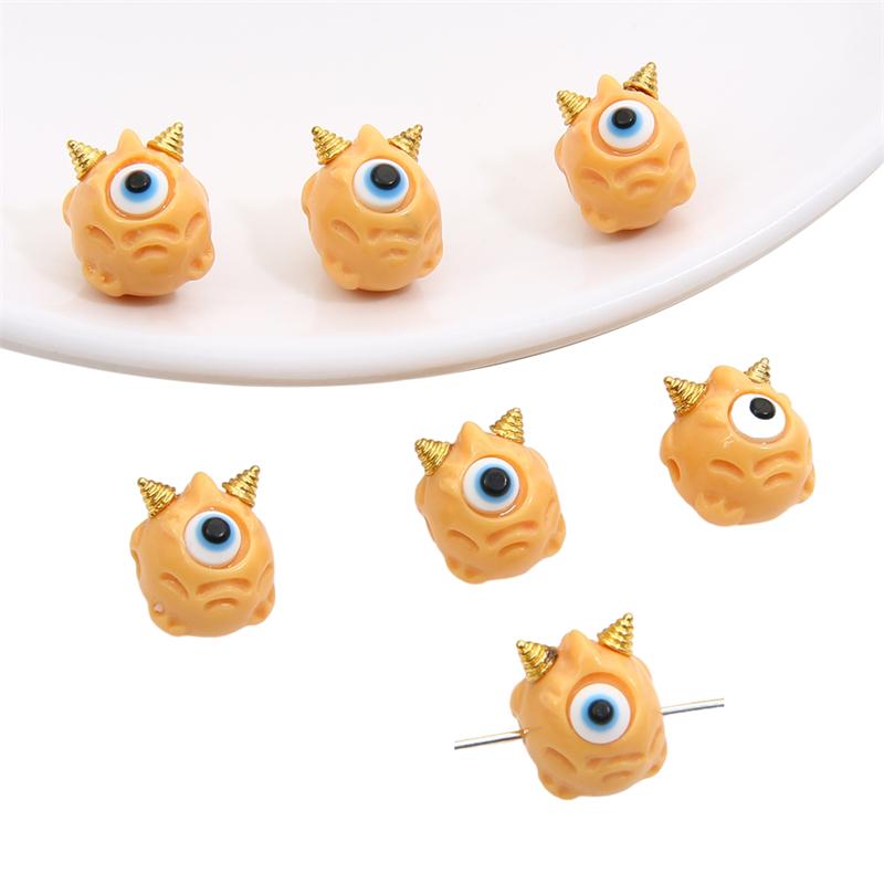 Resin Solid Colored One Eyed Monster Beads Pendant Charms for Jewelry Findings DIY Necklace Bracelet Accessories