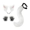 Animal Ear Headband and Tail Costume Set Plushy Soft Animal Cosplay Accessory Set with Adjustable Tail Strap Easy to Wear