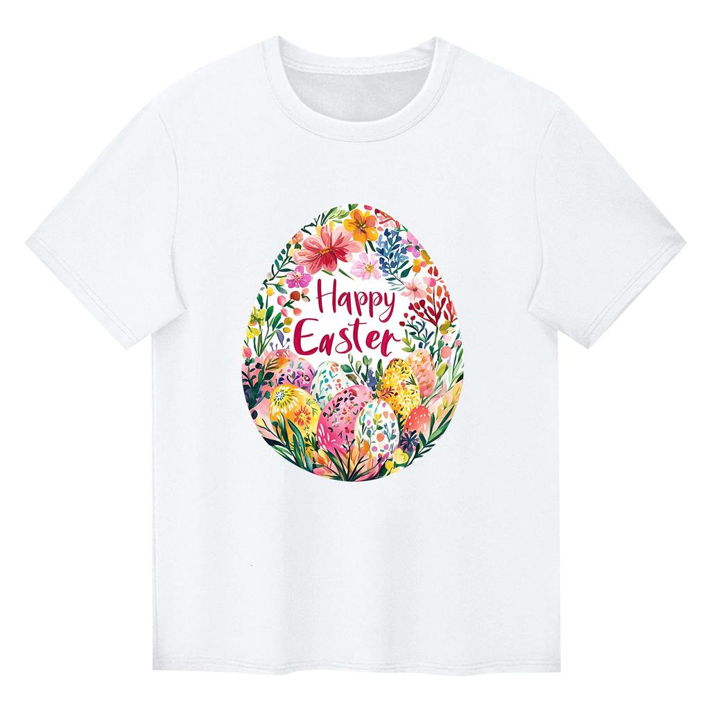 Children's Printed Short Sleeved Round Neck Casual Comfortable Loose Lightweight Top