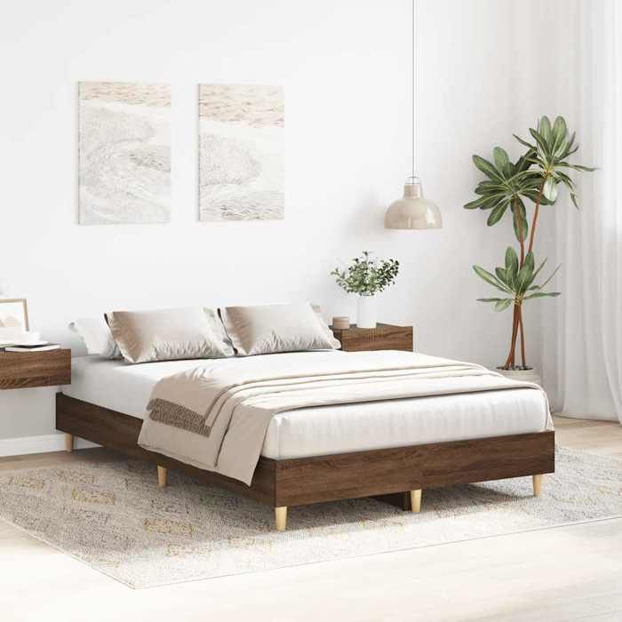 VidaXL Bed Frames Without Mattress Brown Oak 120x200 Cm, Bedroom Furniture, Bed Base, Double Bed, Bed, Bed Frame, Bed 861036