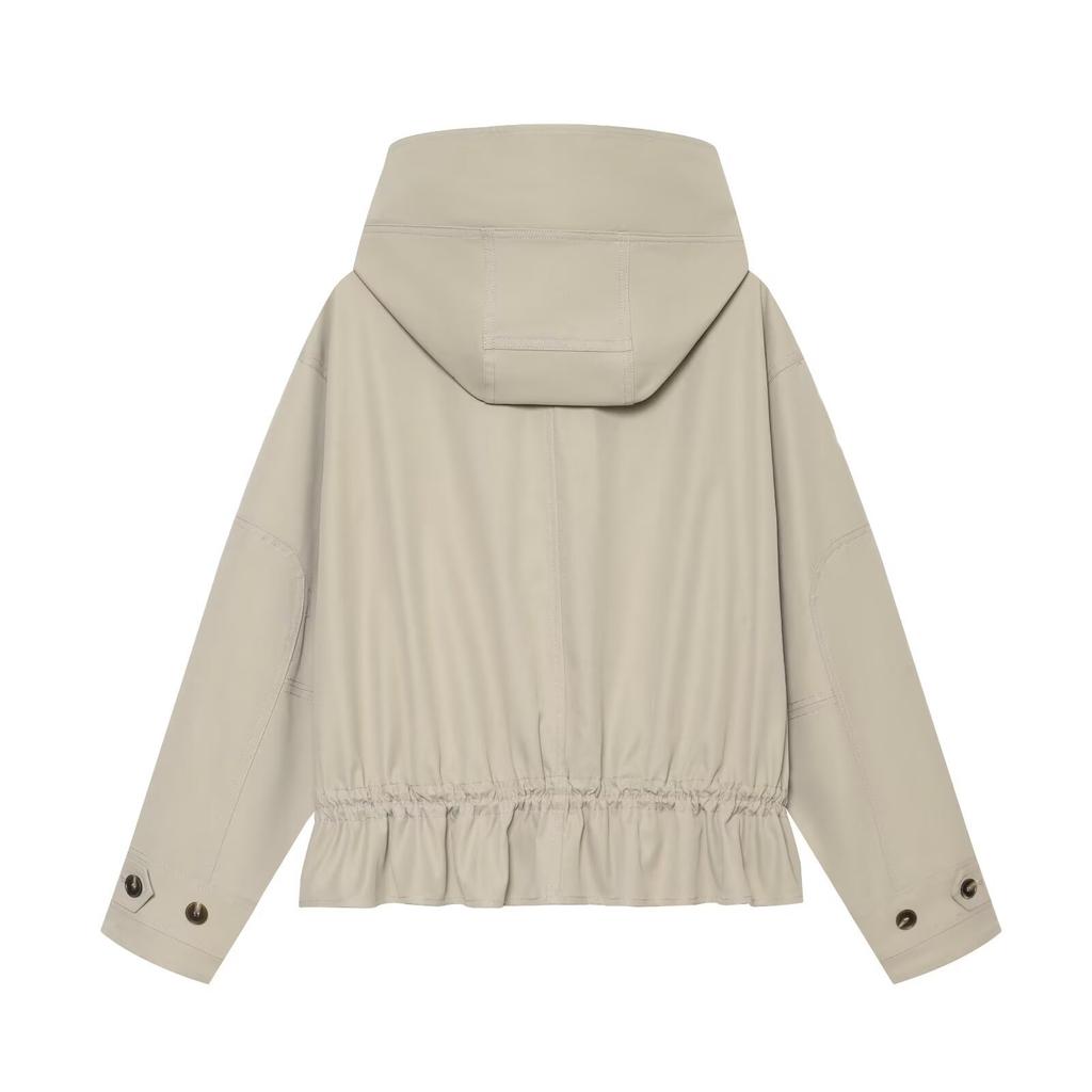 Autumn new European and American fashion stand-up collar waist drawstring trench coat jacket 2706598