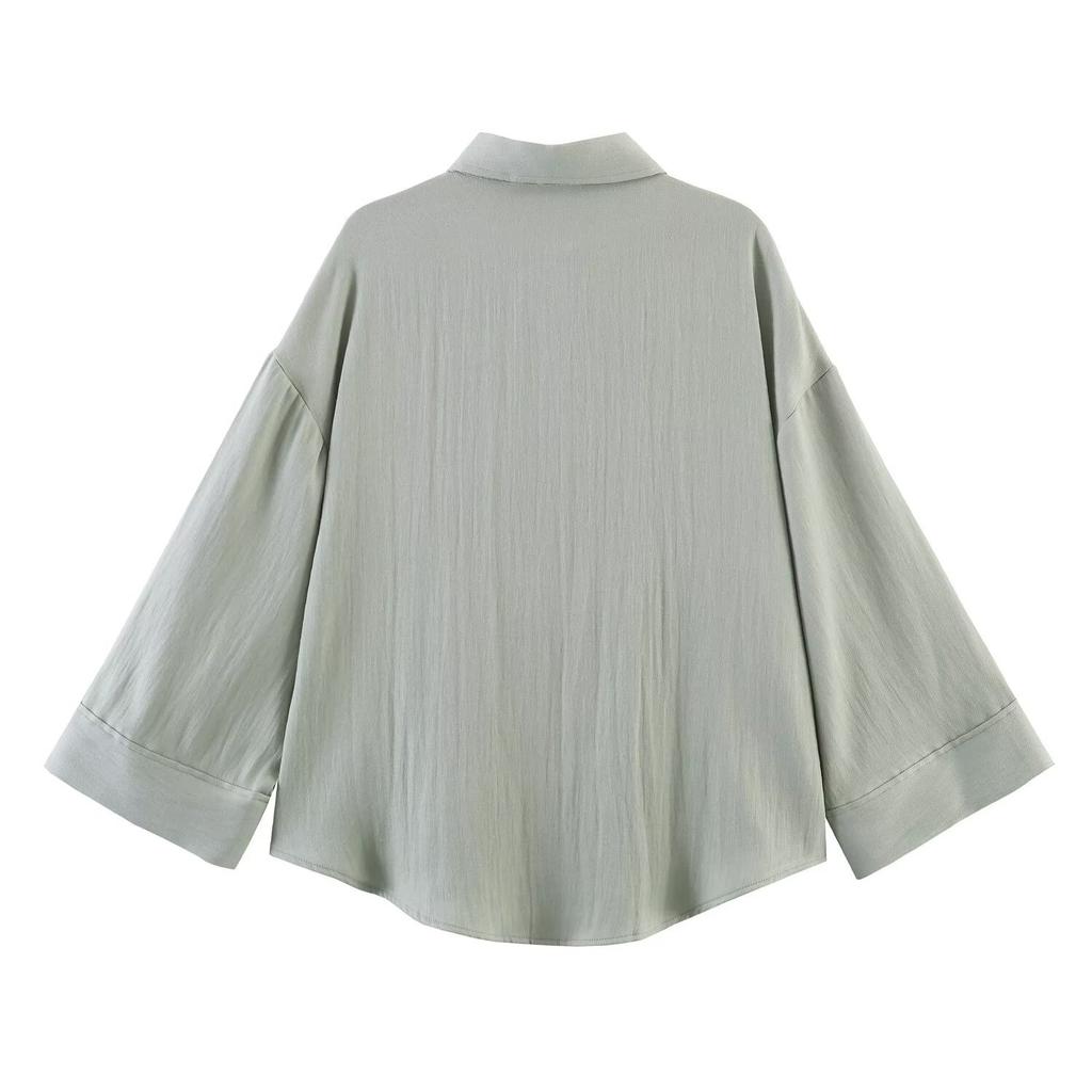 European and American style, new women's clothing, foreign style, fashionable and fashionable loose wide-sleeved shirt 8741029