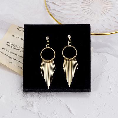Retro Personalized Geometric Tassel Long Earrings