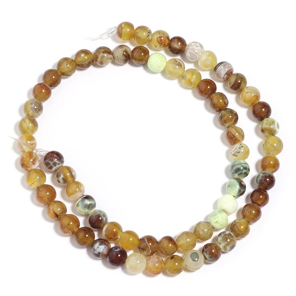 

1 Strand 6 8 10mm Natural Stone Fire Agates Beads Amber Color Round Loose Spacer Beads For Jewelry Making DIY Bracelets Necklace