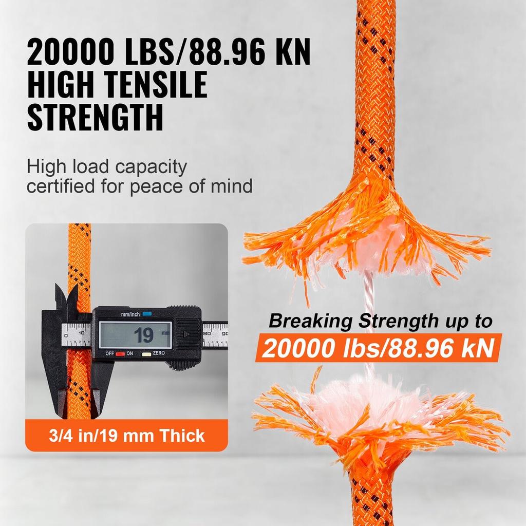 Arborist Tree Climbing Rope Double Braid Polyester 3/4" X 220' 24-Strand
