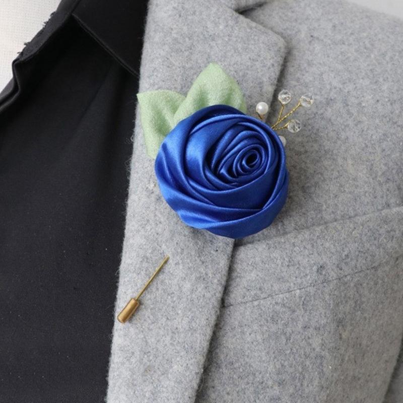 Artificial Rose Flower Set Elegant Silk Rose Boutonniere In Various Color for Wedding Ceremony and Parties