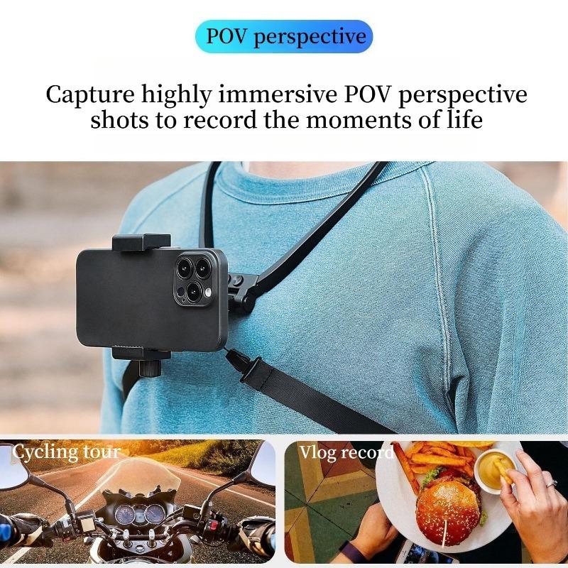1PC Fixed Shooting, Sports Camera, Mobile Phone Outdoor Live Broadcast, Chest Person Fishing Bracket, Neck Hanging Perspective Riding