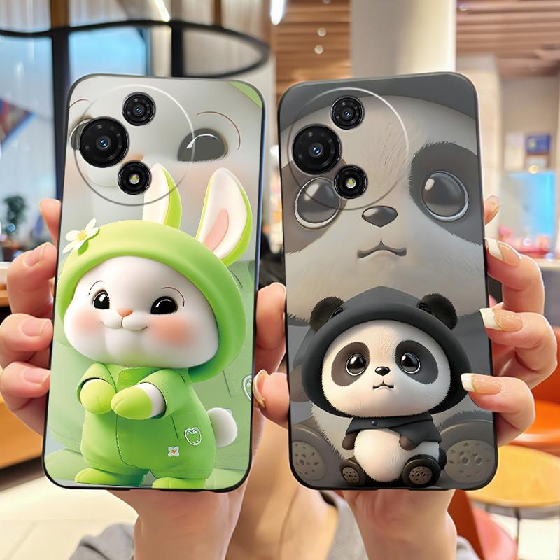 Cute Soft Black Casing For TCL 60R 5G/60 5G Shockproof Cover For TCL 60 SE Nxtpaper T521K Funny Cartoon Cat Design Shell