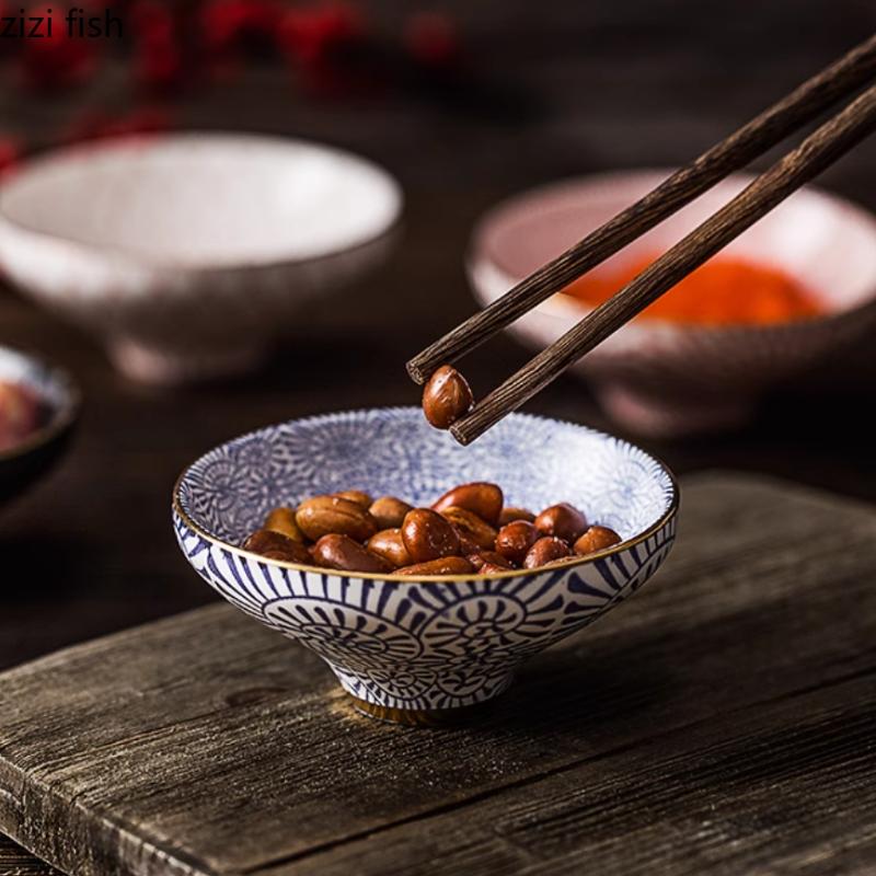 Small Round Ceramic Dining Plate Sauce Dish Soy Sauce Tray Snack Plate Seasoning Dishes Dim Sum Dish Fruit Bowl Dessert Plate