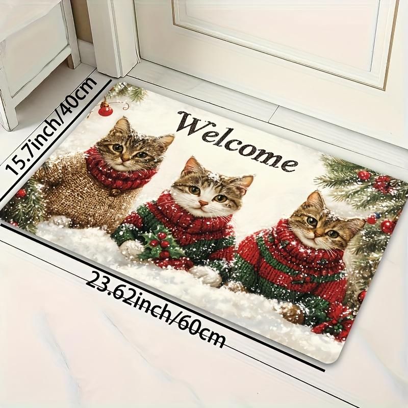 1Pcs Anti Fatigue Kitchen Rugs Cute Cats  Print Waterproof Non-Slip Thick Cushioned Kitchen Mat Heavy Duty Comfort Standing Mat for Kitchen
