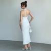 2025 Herbst Damen Einfarbig Ärmellos Neckholder Rückenfrei Bodycon Kleid