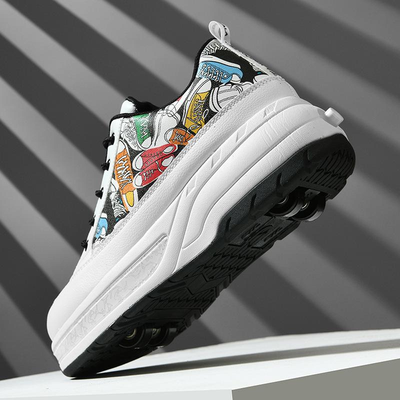 

Новые туфли Runaway Shoes Четырехколесные туфли-шкивы для мальчиков и детей Обувь с колесами Обувь для катания на коньках для девочек 37