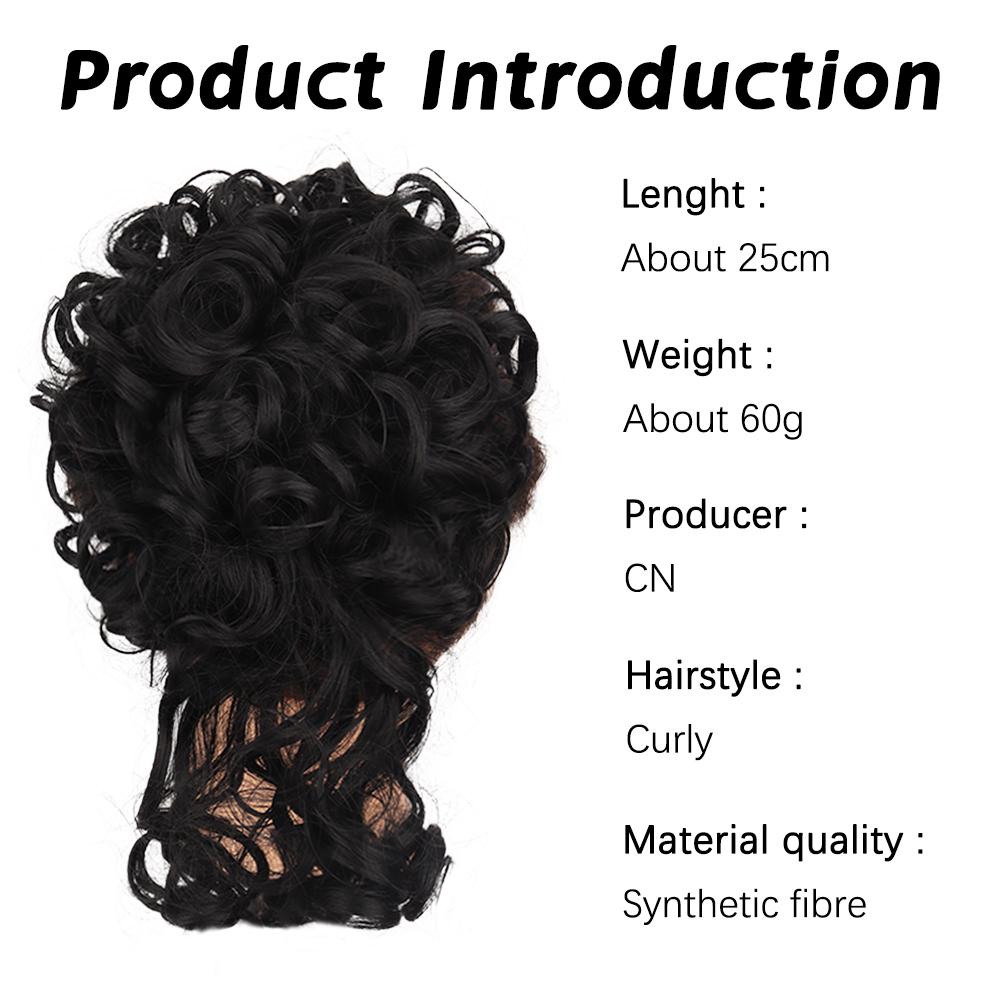 XINRAN Synthetic Messy Bun Short Curly Ponytail Extension Elastic Drawstring Loose Big Curly Clip In Hair Pieces For Women Daily Wear