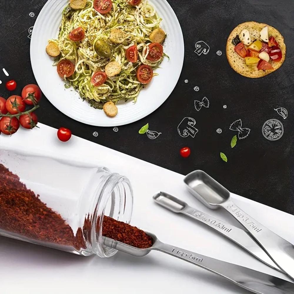 7pcs Square Shaped Seasoning Spoon Stainless Steel Teaspoon Measuring Spoon Set  Liquid