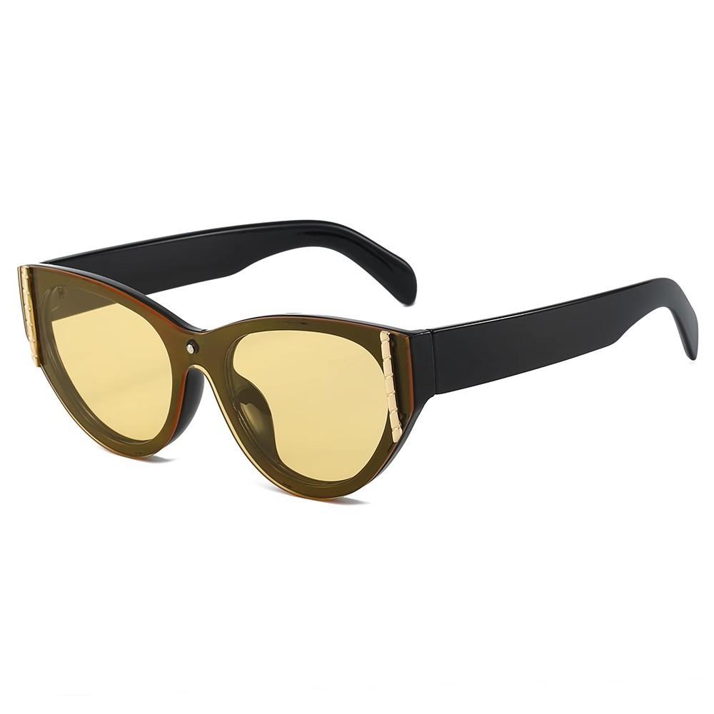 

Cat Eye Sunglasses Women Retro Square Large Frame Uv400 Protection For Fashion And Travel BlackFrameYellowLens