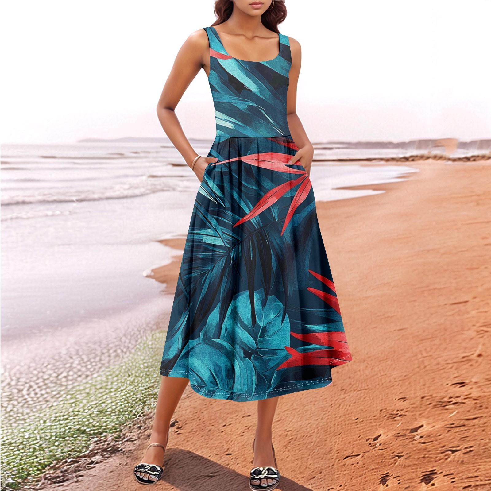 

Женский летний весенний повседневный цветочный сарафан без рукавов для пляжного отдыха струящиеся платья-майки миди в стиле бохо L армия зеленый