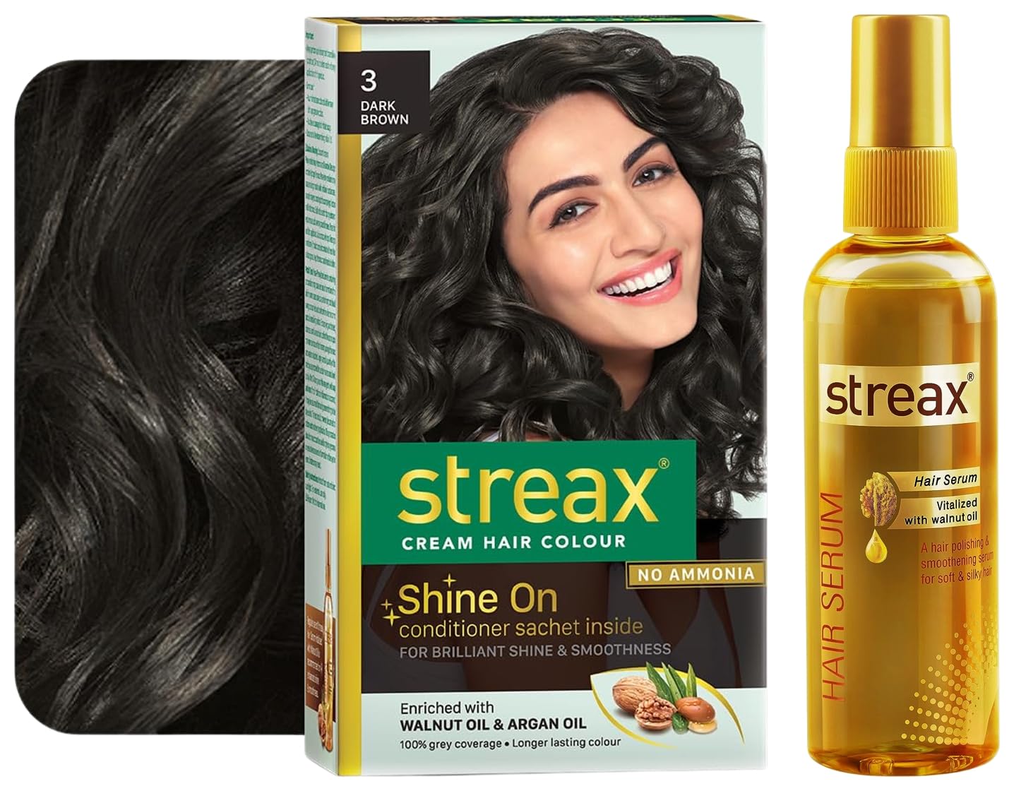 

Streax Hair Serum Vitalized with Walnut Oil, For Hair Smoothening & Shine Permanent Hair Colour, 100% Grey coverage