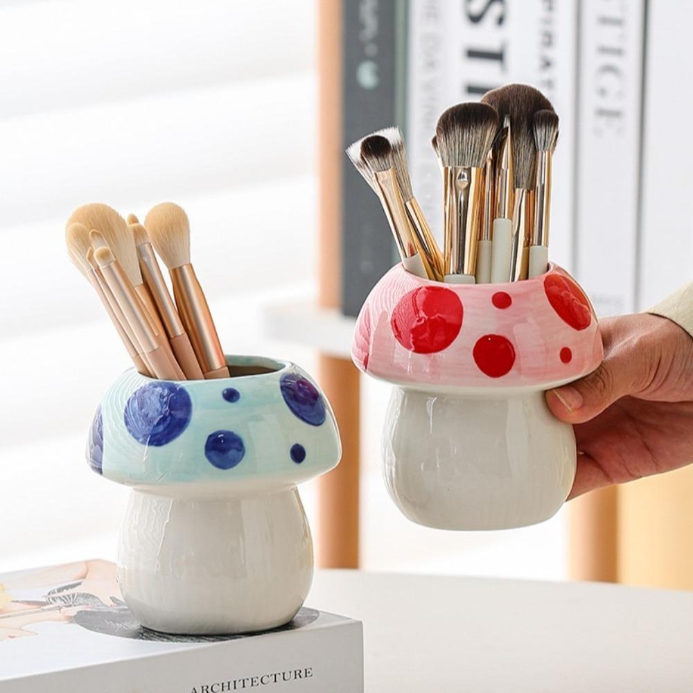 Cartoon Makeup Brush Storage Girly Brush Storage Bucket Stationery Pen Container Pot  School Office