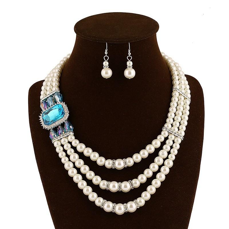 Rhinestone Bridal Accessory Embellished Pearl Necklace For Wedding Decor Dress