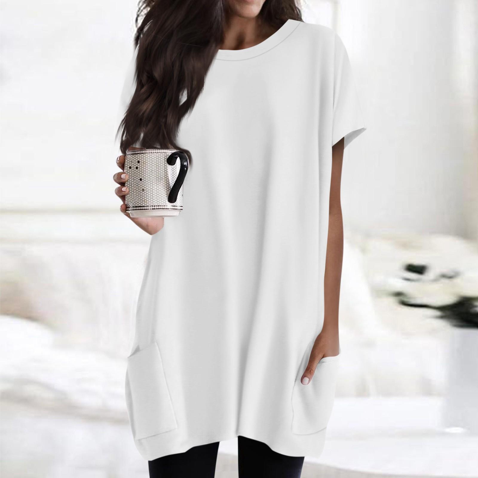 

Женская футболка с круглым вырезом, короткими рукавами и карманным принтом, топы стандартной посадки XL белый