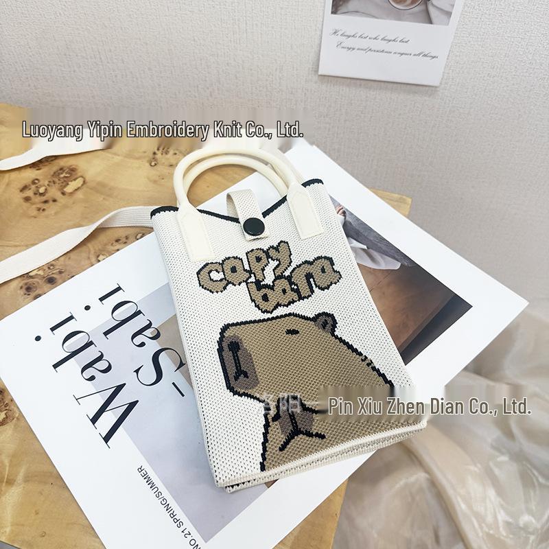 Cute Cartoon Dopamine Knit Crossbody Phone and Coin Bag