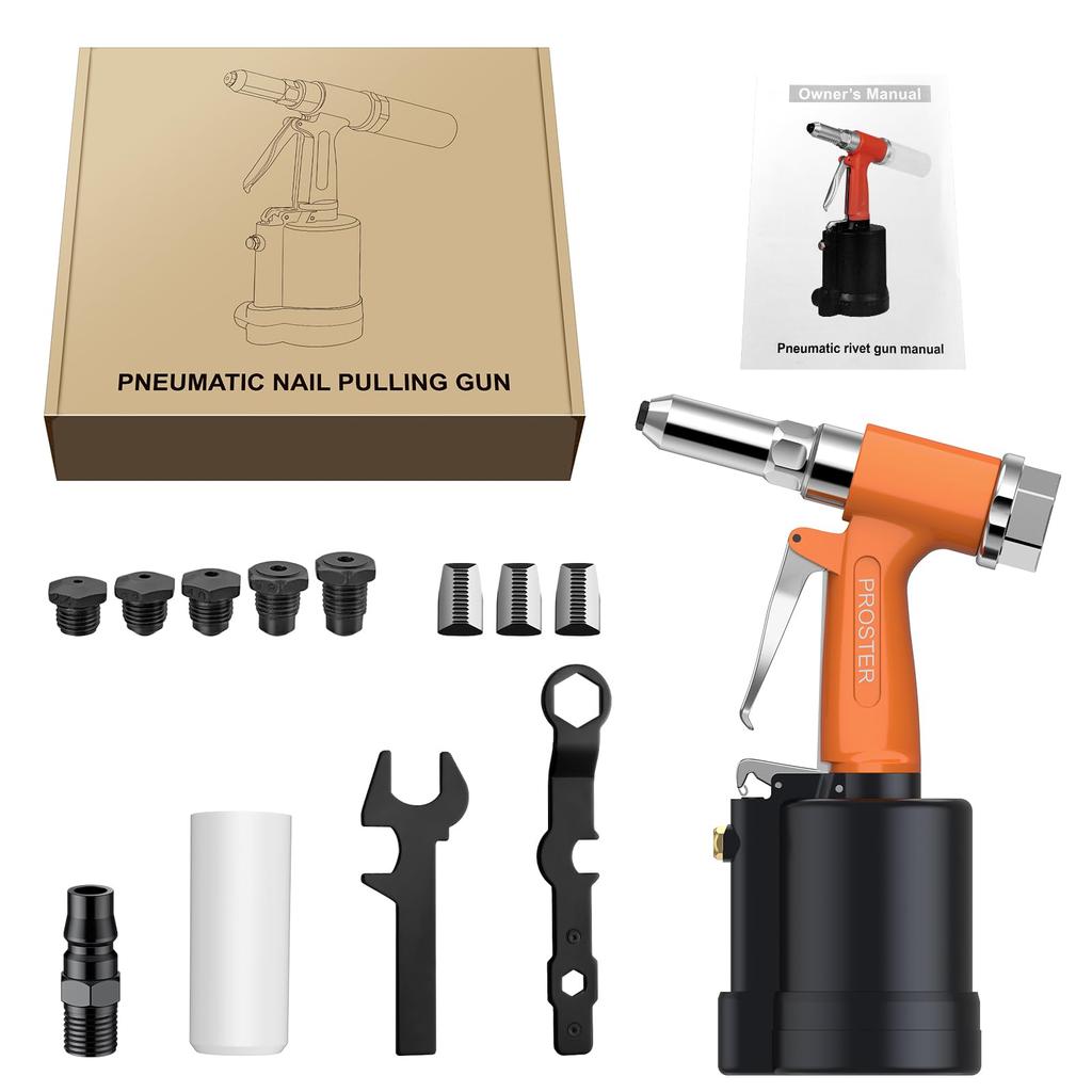 Proster Air Pneumatic Rivet Compatible with 1780KGF Pull High High Suitable for Automotive Container and More Riveter, Gun, 2.4/3.2/4.0/4.8/6.4mm