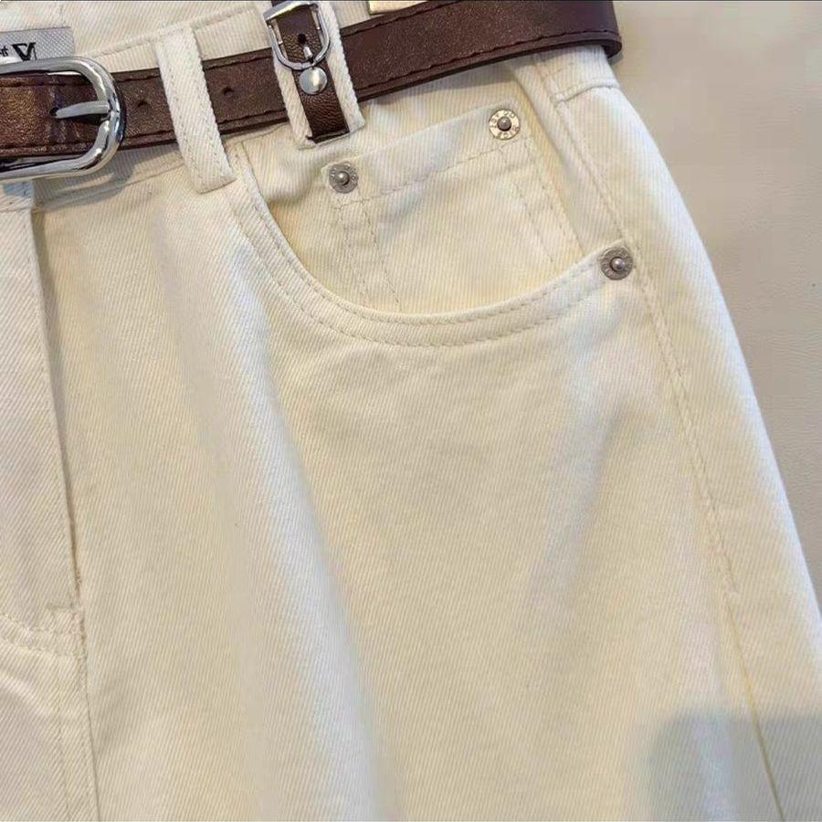 Apricot High Waist Nine-Point Baggy Jeans for Short People