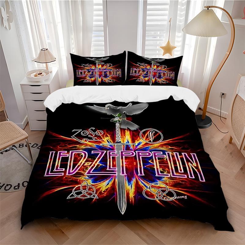 3pcs LED ZEPPELIN Cover Set, 1 Cover + 2 Pillowcases (No Insert), Bedding for All Seasons, Bedding,Bedroom Decor yy250922021