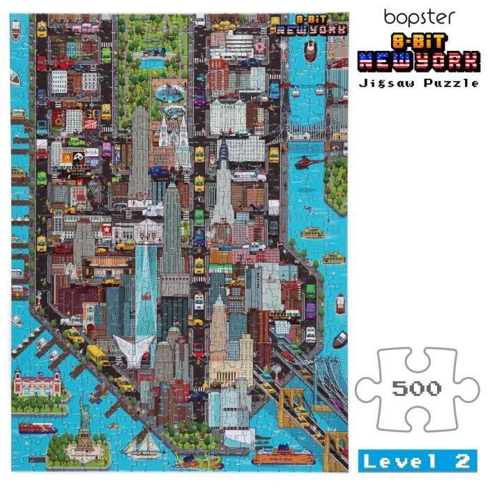 Puzzle - 8-bit Pixels New York - 500 Pièces - Architecture Et Monument - Niveau 2