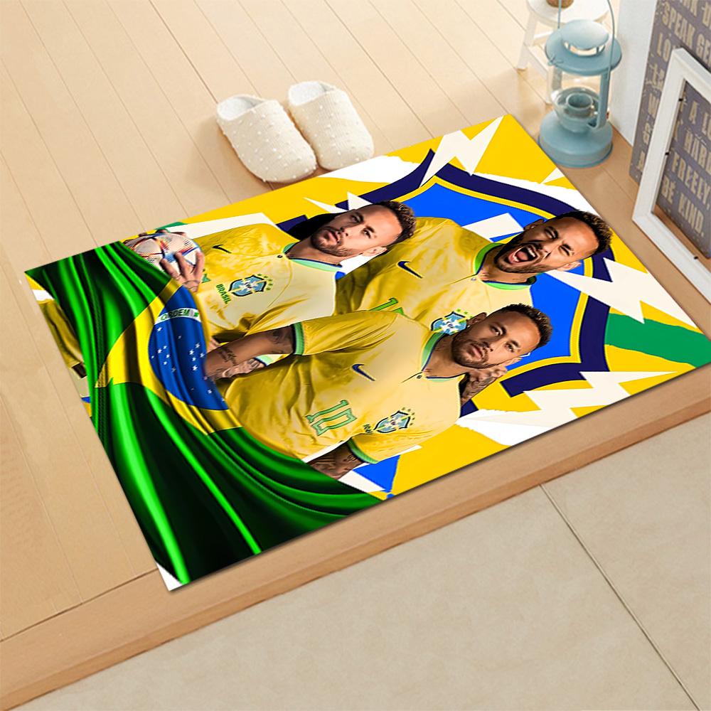 Brazilian Football Stars rug for living rooms, bedrooms, home décor, and as gifts.