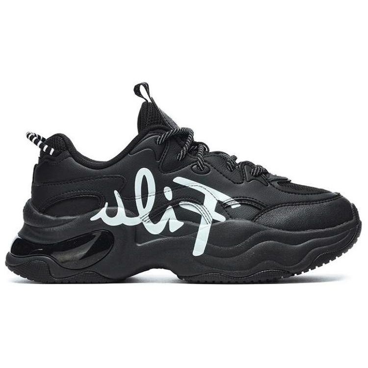 Fila Fusion Bubble Shoes Comfortable Versatile Shock Absorbing Durable Low Top Dad Shoes Women Sneaker Black T12W231304FBW