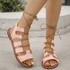 Large size hollow flat sandals women's summer 2025 new open-toed flat-heeled Roman sandals comfortable and lightweight