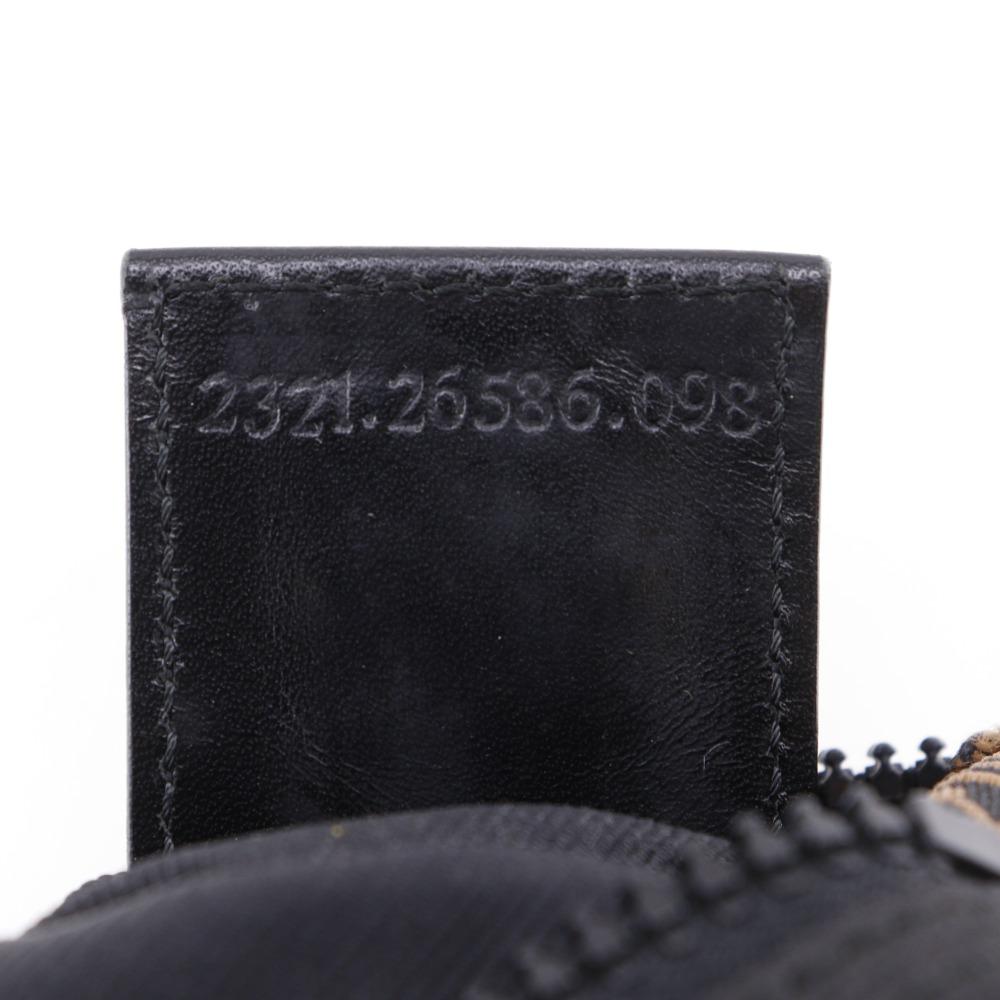 Fendi Logo Handbag One Handle Black Nylon Canvas Women Used