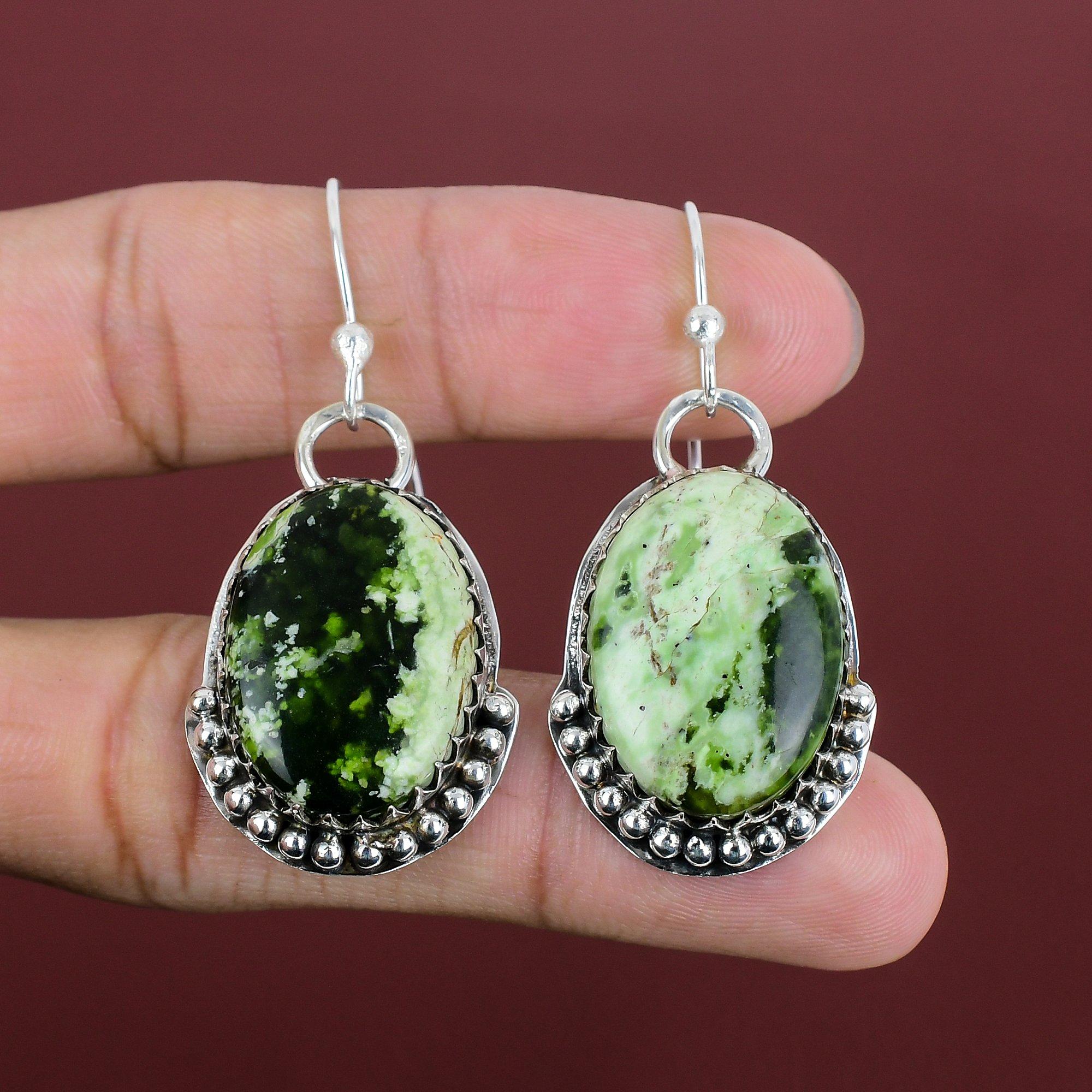 Australian Chrome Chalcedony Earring Handmade Gemstone Jewelry 925 Sterling Silver Earrings Unique Earring Gifts For Friend Elegant Jewelry