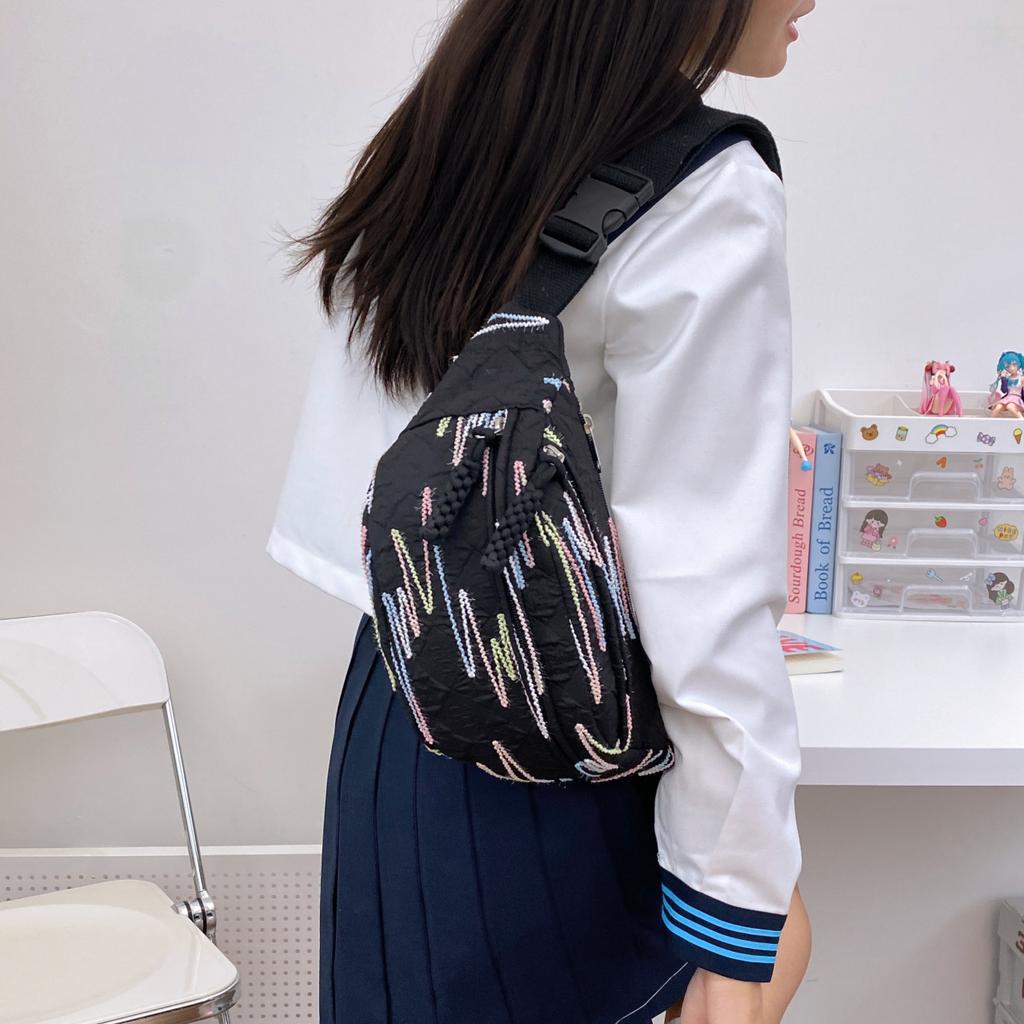 High-looking Girl's Breast Bag for Women Korean Style Ins Style Niche Design Tassel Crossbody Bag Casual Versatile Waist Bag