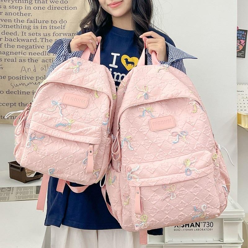 New high-value, fresh and sweet candy-colored bow backpack, lightweight backpack for junior high school students