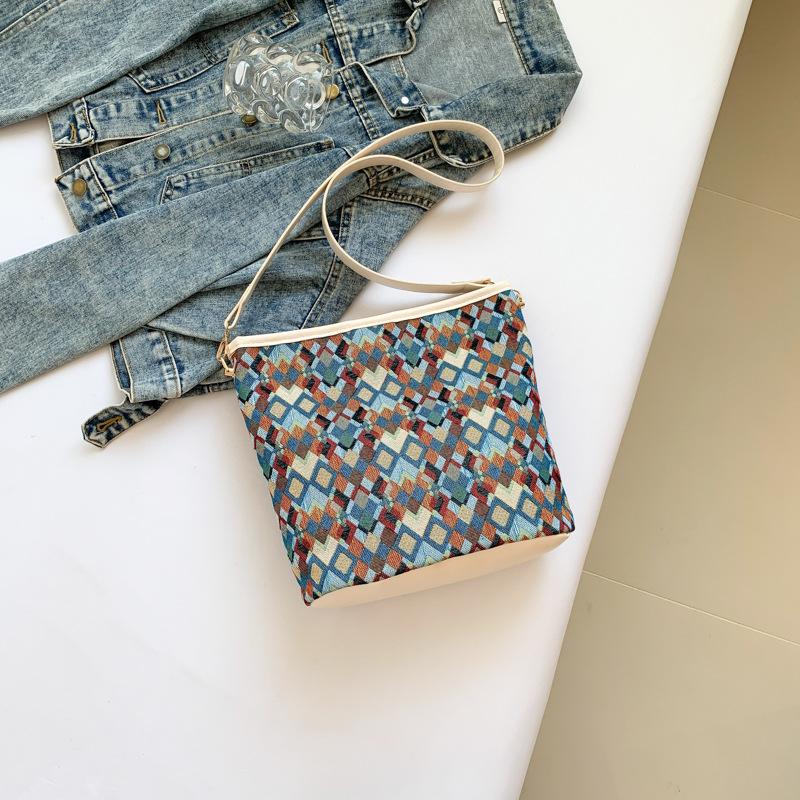 

Нишевый дизайн повседневная сумка-ведро для поездок на работу европейская и американская ретро-индивидуальная трендовая сумка через плечо простая женская сумка сумка подмышкой синий