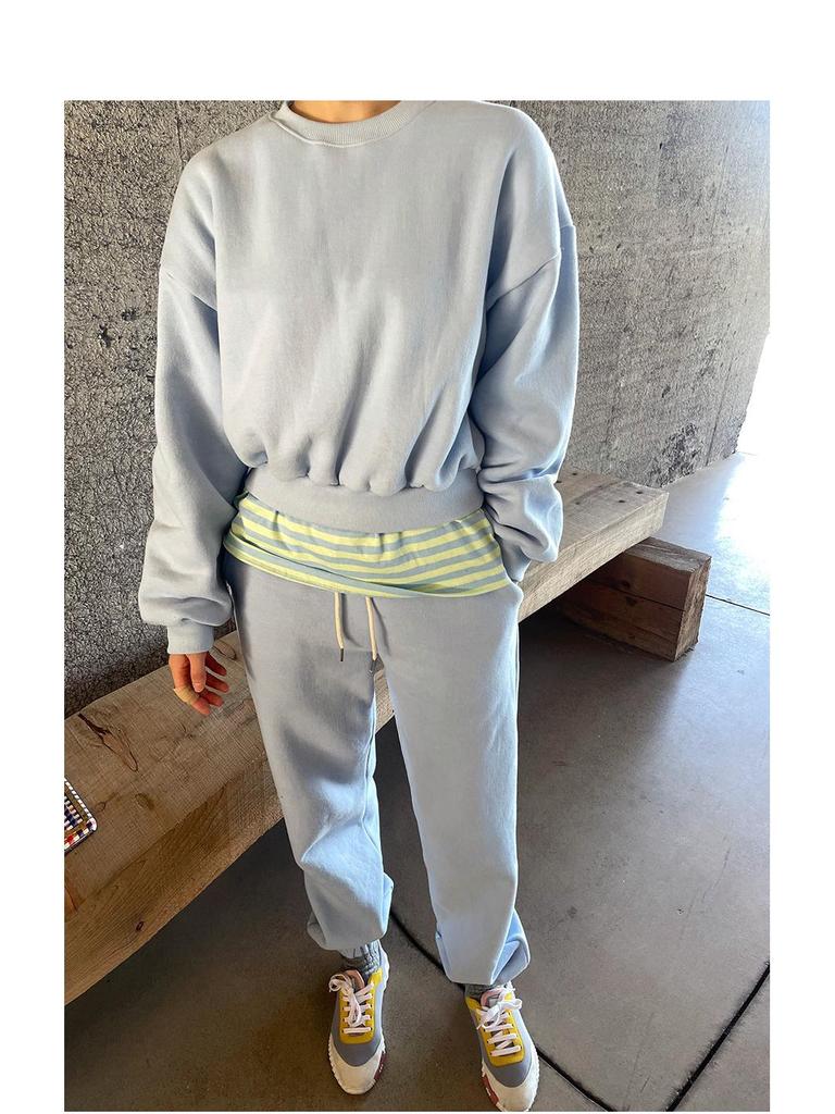 2025 Korean-Style Women’s Trendy Velvet Sweatshirt & Jogger Set – Comfy Casual Sportswear for Fall & Spring